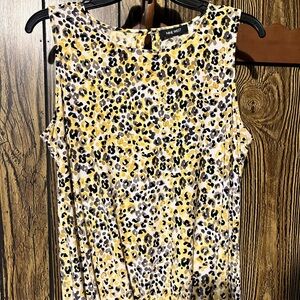 Nine West Yellow and Black Leopard Print Blouse